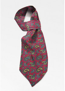 Schal-Ascot Paisleymuster rot elegant