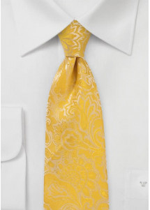 Businesskrawatte goldgelb Rankenmuster