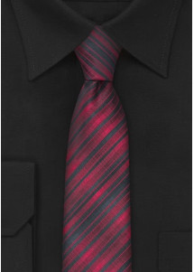 Krawatte Streifenmuster mittelrot teerschwarz