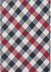 Krawatte Vichy-Karo marineblau rot perlmuttfarben