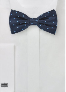Schleife zum Selberbinden punktgemustert navyblau eisblau