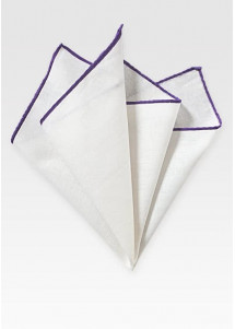 Einstecktuch naturweißes Leinen purpurner Rand