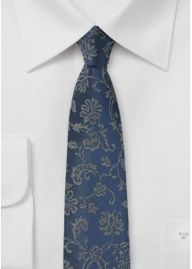 Blumenmotiv-Krawatte marineblau