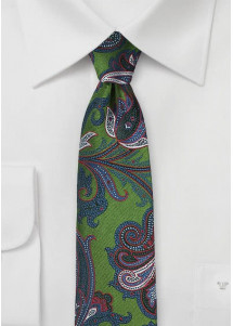 Paisleymotiv-Krawatte grün royal