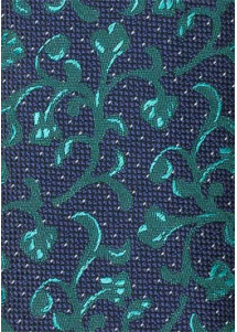 Krawatte Ranken-Muster petrol marineblau