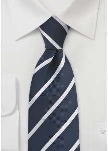 Krawatte Überlänge Streifenmuster navy schneeweiß