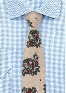 Paisleymuster-Kravatte Baumwolle beige